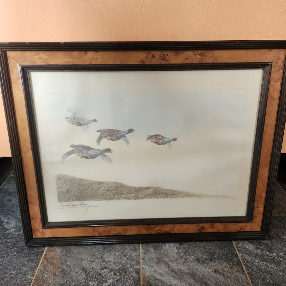 Original Etching by Leon Danchin - Pheasants